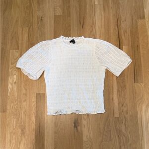 Woman’s J. Crew White Textured Blouse Top Size Small